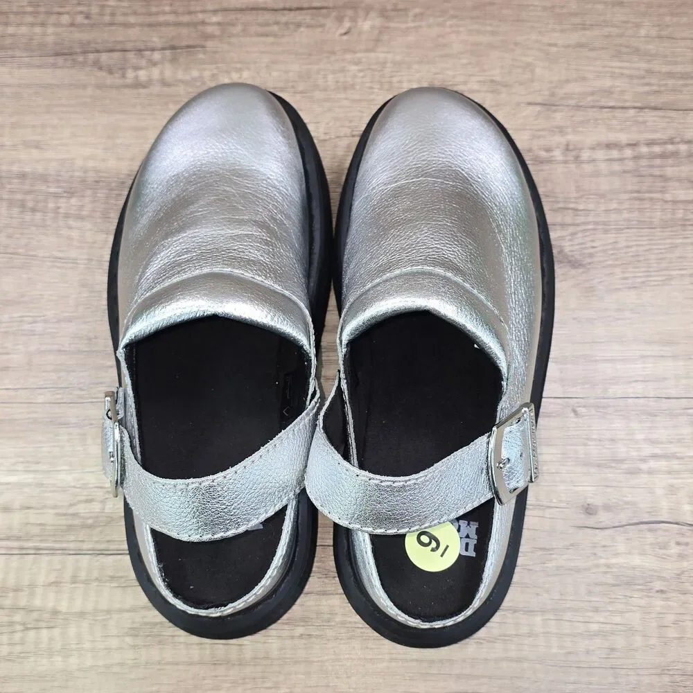 Dr. Martens Laketen Men's Sz 9 Women's Sz 10 Silver Slingback Platform Sandals